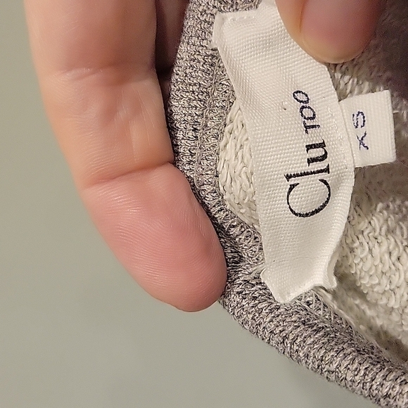 CLU TOO gray sweatshirt in size XS.  Long sleeved with striped panel back sides - Picture 7 of 8